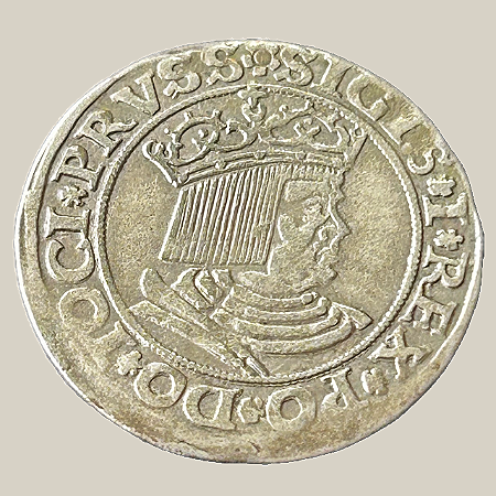 Moeda de prata, 1 Grosz Pruski (1530) – Sigismundo I, o Velho – Toruń – Reino da Polônia