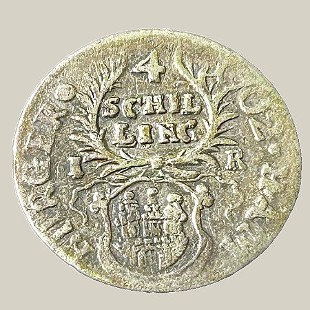 Moeda de prata, 4 Schilling (1702 IR) – Leopoldo I – Cidade Livre Hanseática de Hamburgo