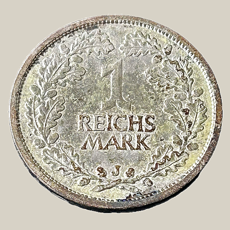 Moeda de prata, 1 Reichsmark (1925J) – República de Weimar – Alemanha