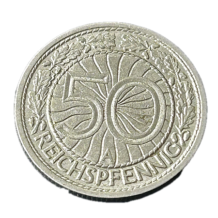 Moeda de níquel, 50 Reichspfennig (1929A) – República de Weimar – Alemanha