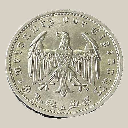 Moeda de níquel, 1 Reichsmark (1934A) – Alemanha