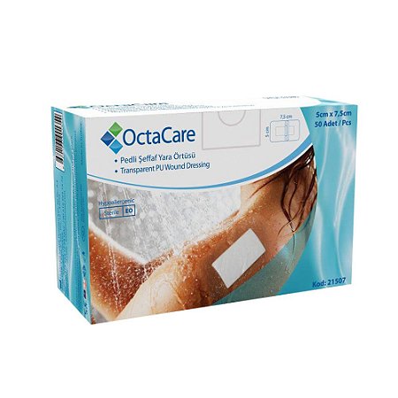 Curativo Estéril Filme Transparente com Compressa Absorvente em PU OctaCare - OctaMed