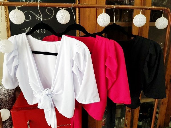 Blusa Cropped Diva com 3 Tipos de Amarração | Pink, Rosa, Branco e Preto
