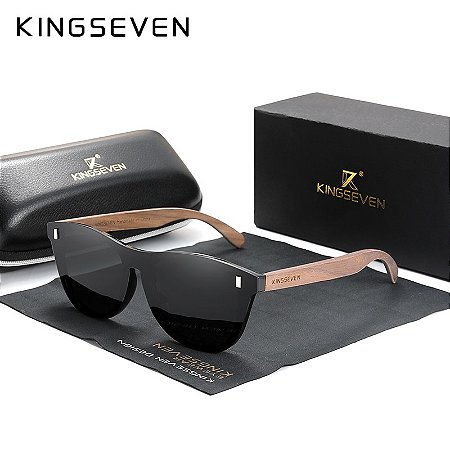 Óculos de Sol de Madeira Kingseven W5510 100% Polarizado e UV400