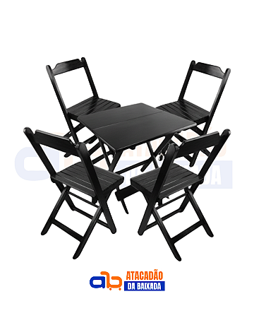 Jogo de Madeira (1 Mesa Quadrada + 4 Cadeiras)