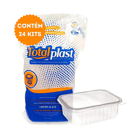 Kit pote e tampa retangular 500ML totalplast