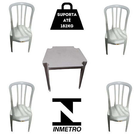 JOGO GOBA - INOVAR - 182KG (4 CADEIRAS / 1  MESA) - BRANCO GELO