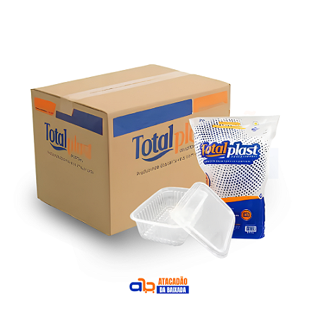 Caixa de Kit Pote Retangular 250ml - Totalplast - c/ 144 unidades.