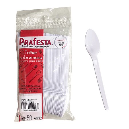 COLHER DE SOBREMESA PRAFESTA - BRANCA - C/50
