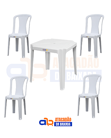 Jogo Plástico (4 Cadeiras Peroba + 1 Mesa Coruripe)