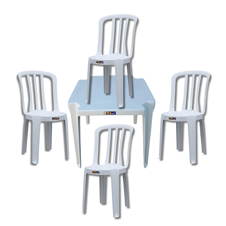 JOGO DE PLÁSTICO ( 4 CADEIRAS PAJUÇARA + 1 MESA CORURIPE)