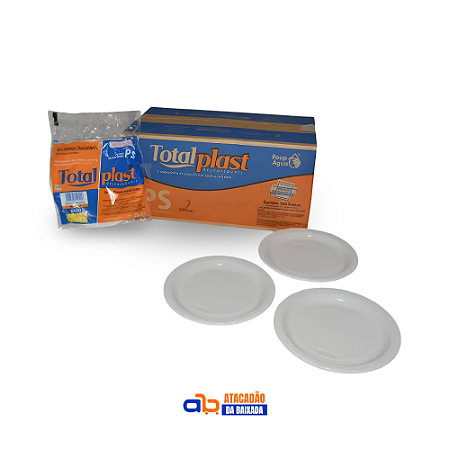 Caixa de Pratos Rasos PS 21cm - Totalplast - 500 Pratos
