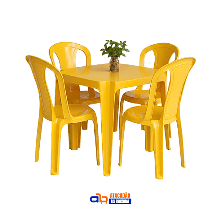 Jogo 1 Mesa Coruripe + 4 Cadeiras Pratagi Coloridas Solplast