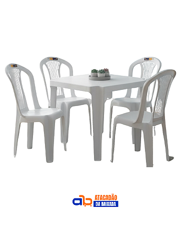 Jogo De 1 Mesa Coruripe + 4 Cadeiras Paripueira - Solplast