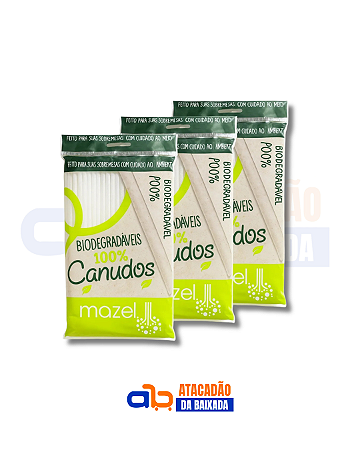 Canudo Biodegradável 5mm Mazel - 100 Unidades