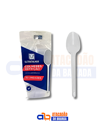Colher Branca Refeição Ultra - 50 Unidades