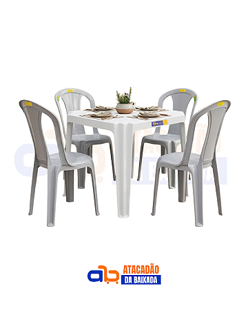 Jogo Mesa Coruripe e Cadeiras Tabatinga Branca