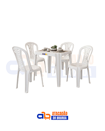 Jogo de Mesa Coruripe e Cadeiras Camboinhas Branca