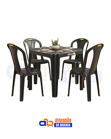 Jogo Mesa Coruripe e Cadeiras Tabatinga Preta