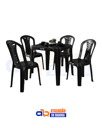 Jogo de Mesa Coruripe e Cadeiras Camboinhas Preta
