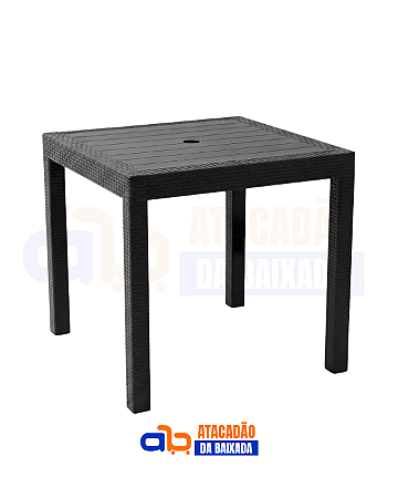 Mesa Quadrada Rattan 80x80cm Preta