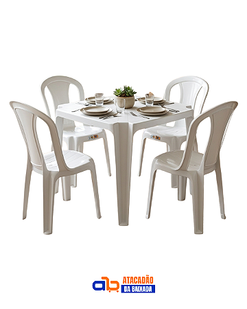 Jogo de Mesa e Cadeiras Saiupe Branco - Inovar