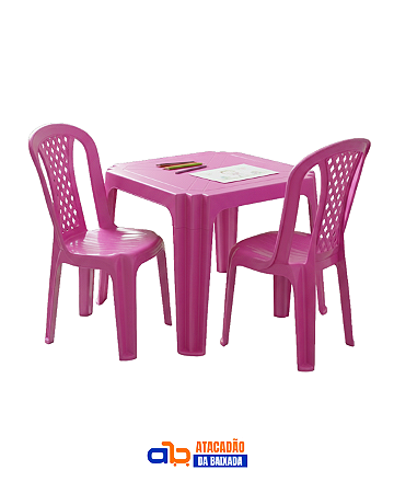 Jogo de Mesa e Cadeiras Infantil Rosa - Forte Plástico