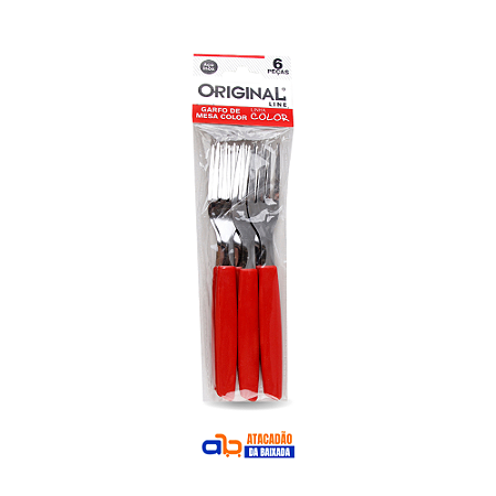 Jogo de Garfo Mesa Inox c/ 6 Peças Vermelho - Linha Color Original Line