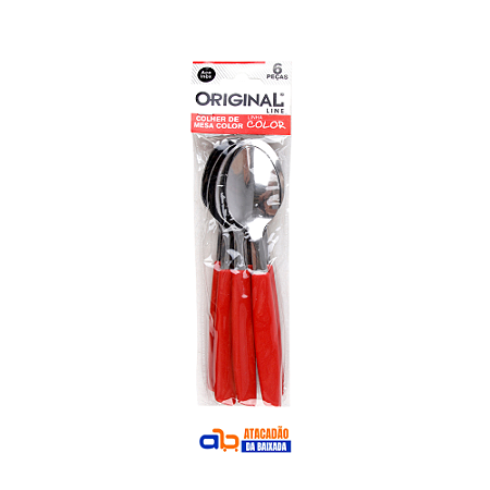 Jogo de Colheres de Mesa Inox c/ 6 Peças Vermelha - Linha Color Original Line