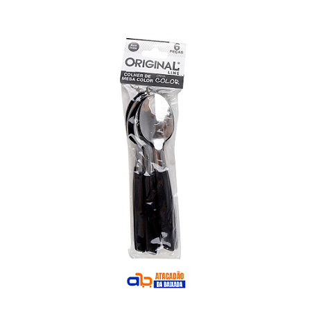 Jogo de Colheres de Mesa Inox c/6 Peças Preta - Linha Color Original Line