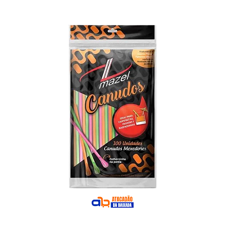 Canudos Mexedores Neon 6mm para Drinks - Mazel c/ 100 un