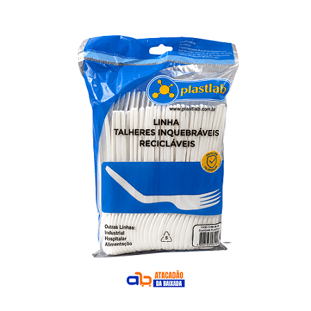 Colher Descartável Extra Forte Branca Plastlab - c/ 50un