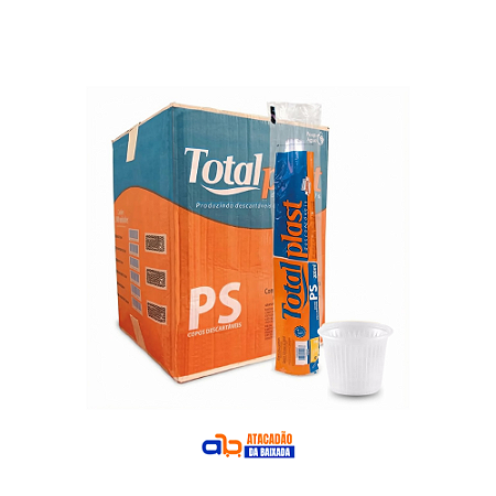 Caixa de Copos PS Branco 50ml - Totalplas c/5.000 copos