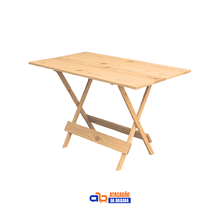 Mesa Dobrável de Madeira Crua 1,20mx70cm - Zamatta