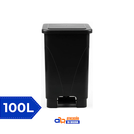 Lixeira c/Pedal 100L Preta - Usaplast