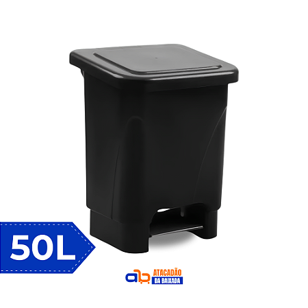 Lixeira c/ Pedal 50L Preta - Usaplast