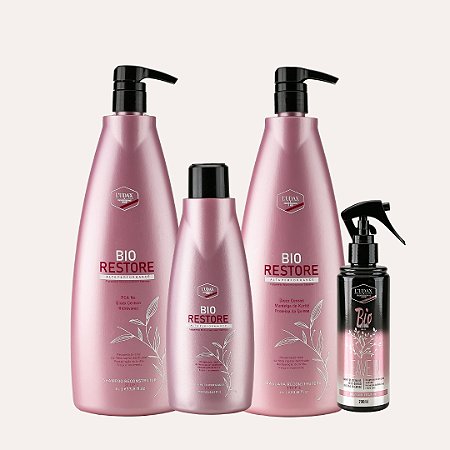 KIT PROFISSIONAL RECONSTRUÇÃO CAPILAR SHAMPOO, MÁSCARA E LEAVE IN BIO RESTORE