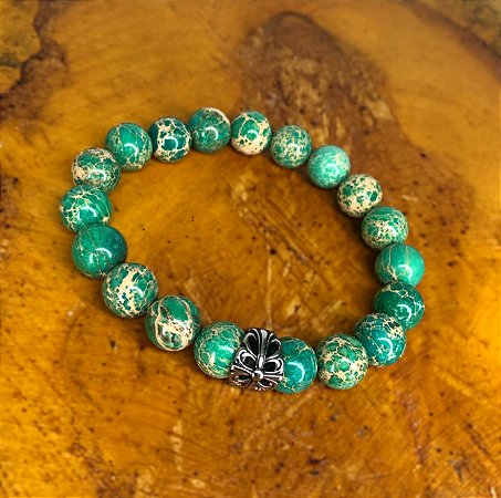 Pulseira Jaspen Imperial Verde Esferas
