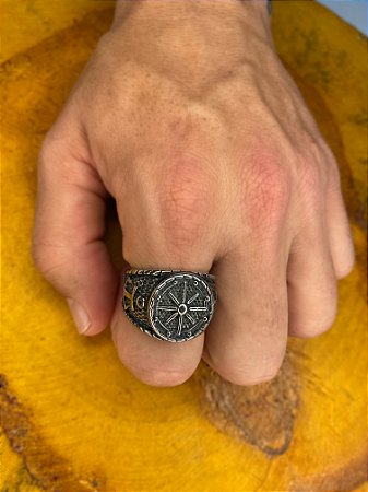 Anel Masculino Bússola Vintage