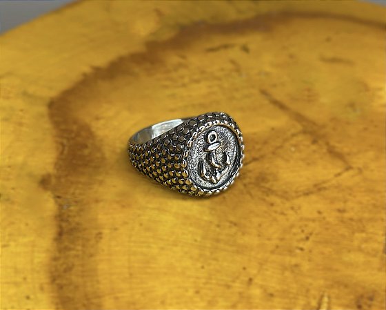 Anel Masculino Âncora Marinha