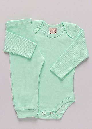 Conjunto body e calça canelados na cor verde claro