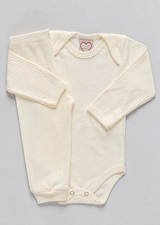 Conjunto body e calça canelados na cor pérola