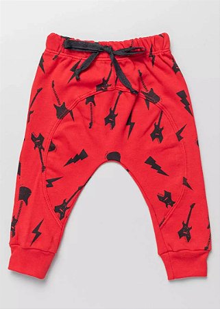 Calça Saruel Infantil Suedine Vermelho Rock