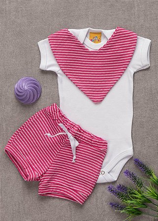 Conjunto Verão com 3 Peças Listras (Várias cores)