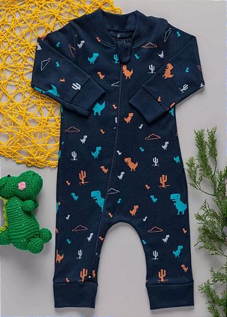 Macacão Bebê Suedine Dino