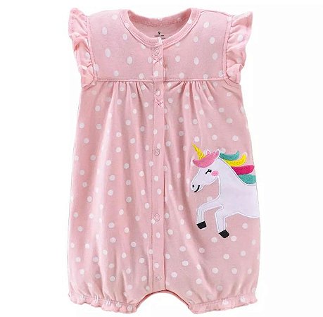 Romper Bebê Unicórnio Rosa