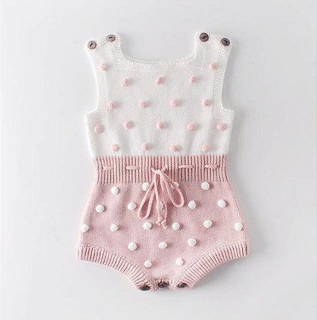 Romper Tricot Linha Bolinhas