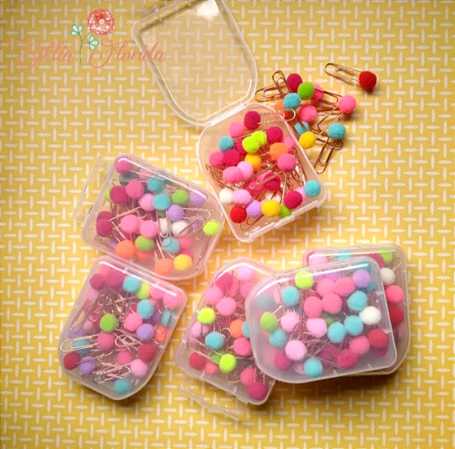Kit Clips mini pompom - 32 unidades