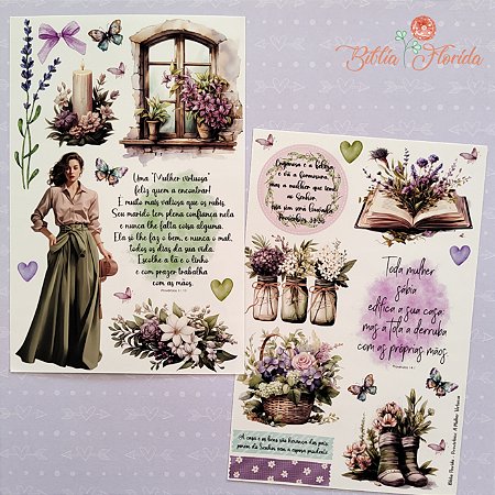 Adesivos Transparente com devocional - PROVÉRBIOS: A Mulher Virtuosa - Bible Journaling
