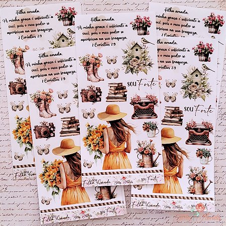 Adesivos Transparente SLIM "SOU FORTE" - Bible Journaling